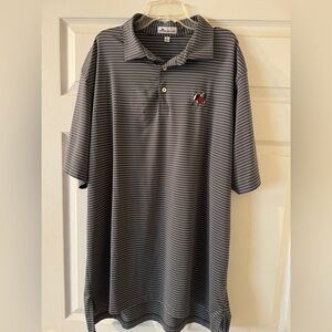 Peter Millar Gray Striped Polo with Embroidered University of Georgia
